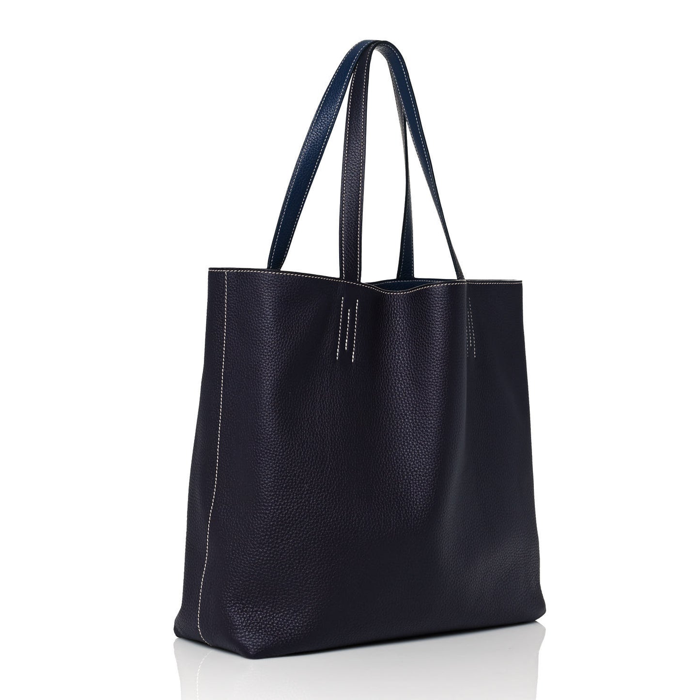 Taurillon Clemence Double Sens 36 Reversible Tote Bleu Saphir Prune