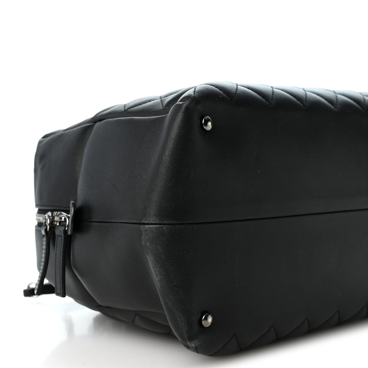 Chanel Calfskin Quilted Feather Weight Bowling Bag Black 9 of 11