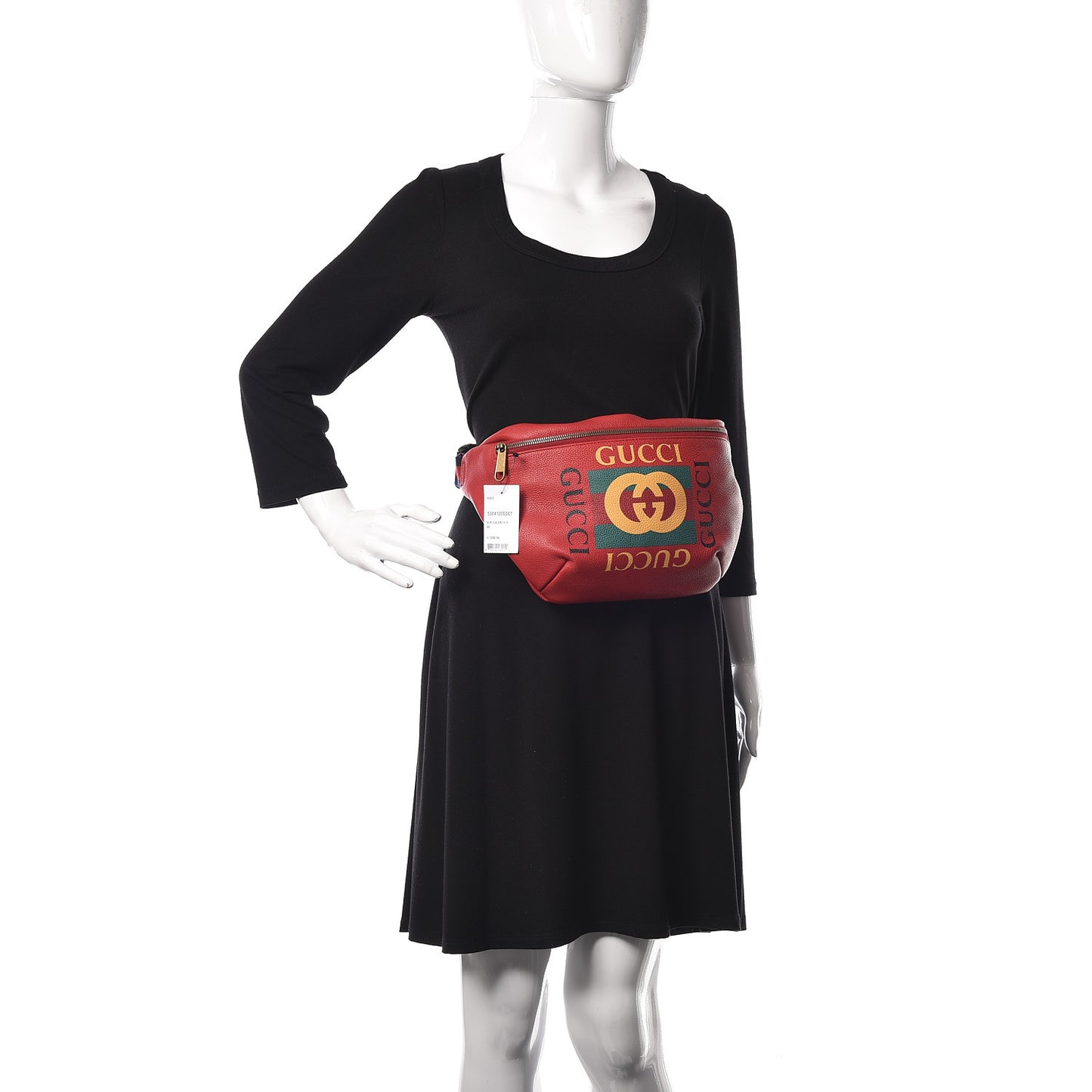 Grained Calfskin Logo Belt Bag Hibiscus Red