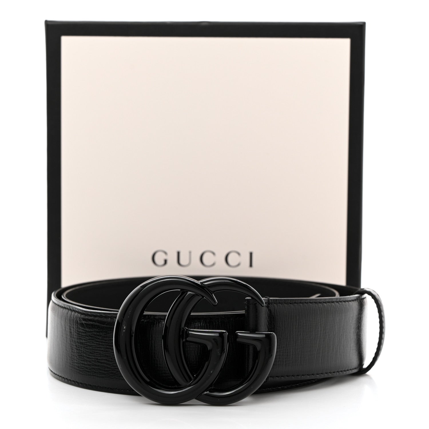 Gucci Azalea Calfskin Enamel Monochrome Double G 40mm Belt 90 36 Black 7 of 7