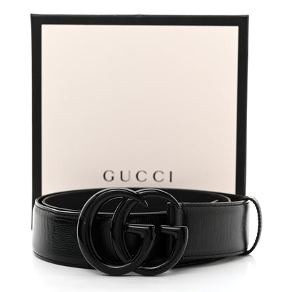Gucci Azalea Calfskin Enamel Monochrome Double G 40mm Belt 90 36 Black 7 of 7