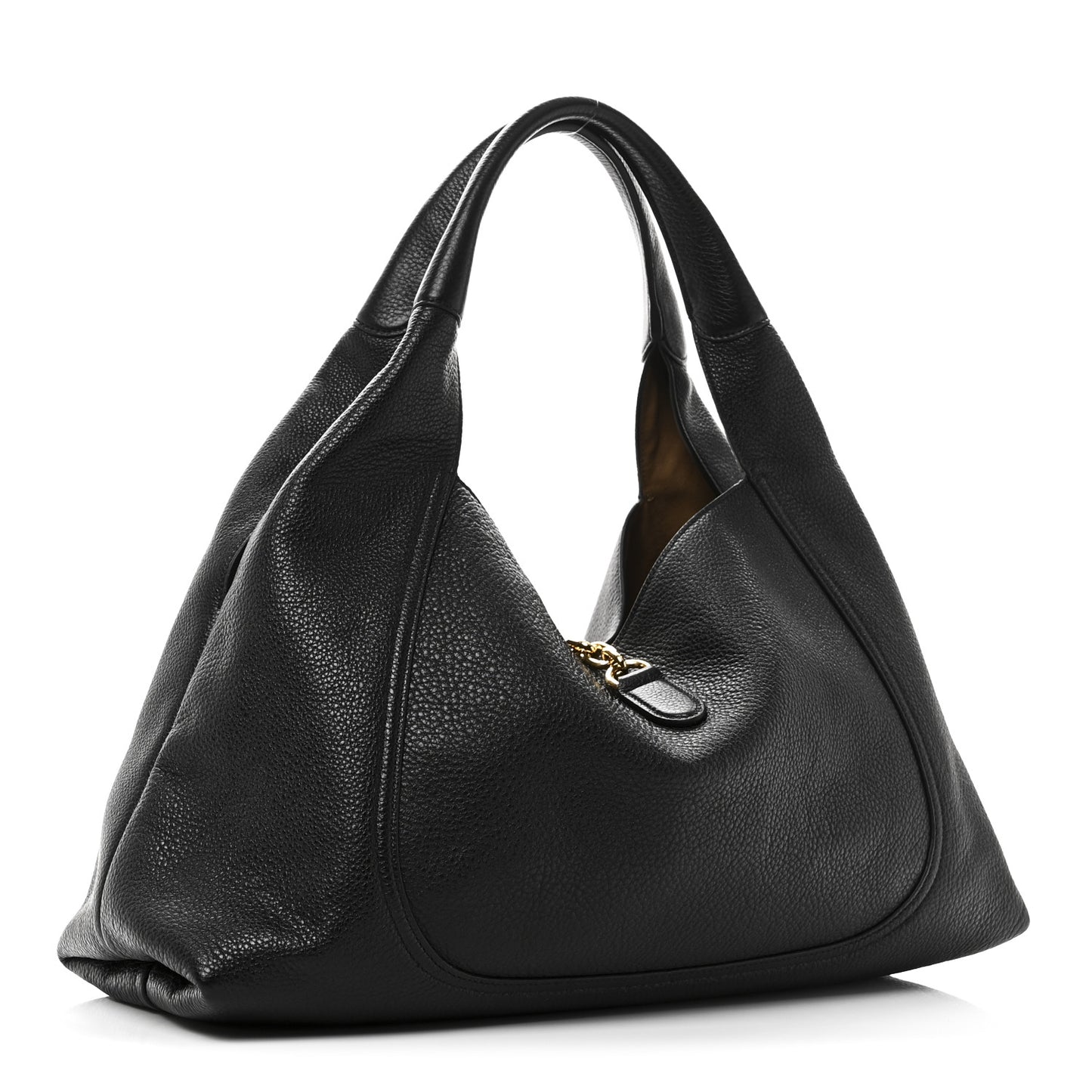 Grained Calfskin Softbit Maxi Shoulder Bag Black