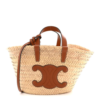 Celine Palm Leaf Calfskin Triomphe Teen Panier Tan 1 of 9