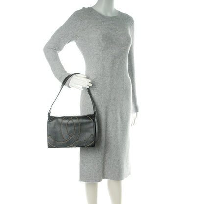 Chanel Caviar CC Stitched Medium Flap Shoulder Bag Black 2 of 7
