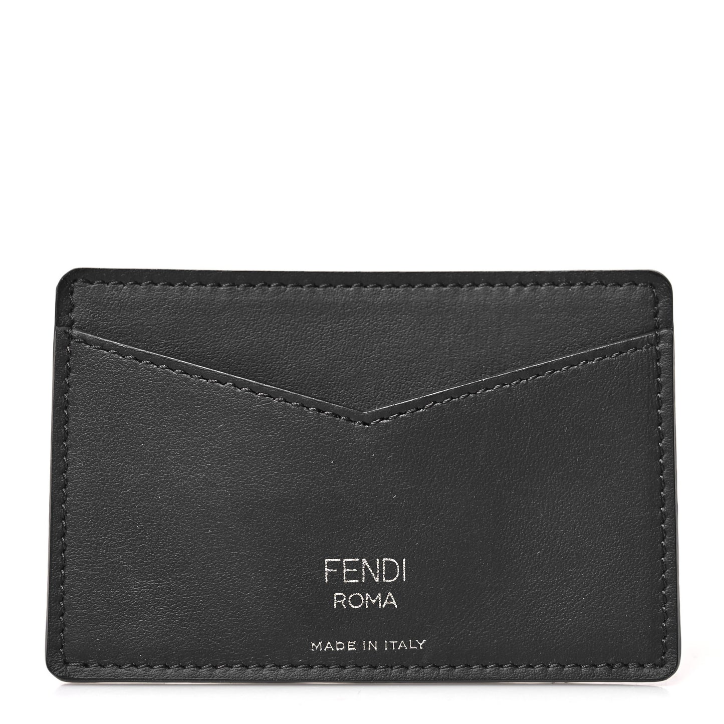 Vitello Century Matte Glazed Fabric FF Card Holder Tobacco Black