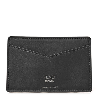 Fendi Vitello Century Matte Glazed Fabric FF Card Holder Tobacco Black 1 of 8