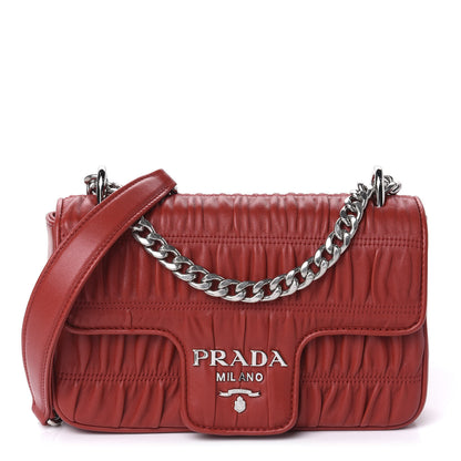 Prada Nappa Gaufre Small Chain Flap Shoulder Bag Fuoco 1 of 10