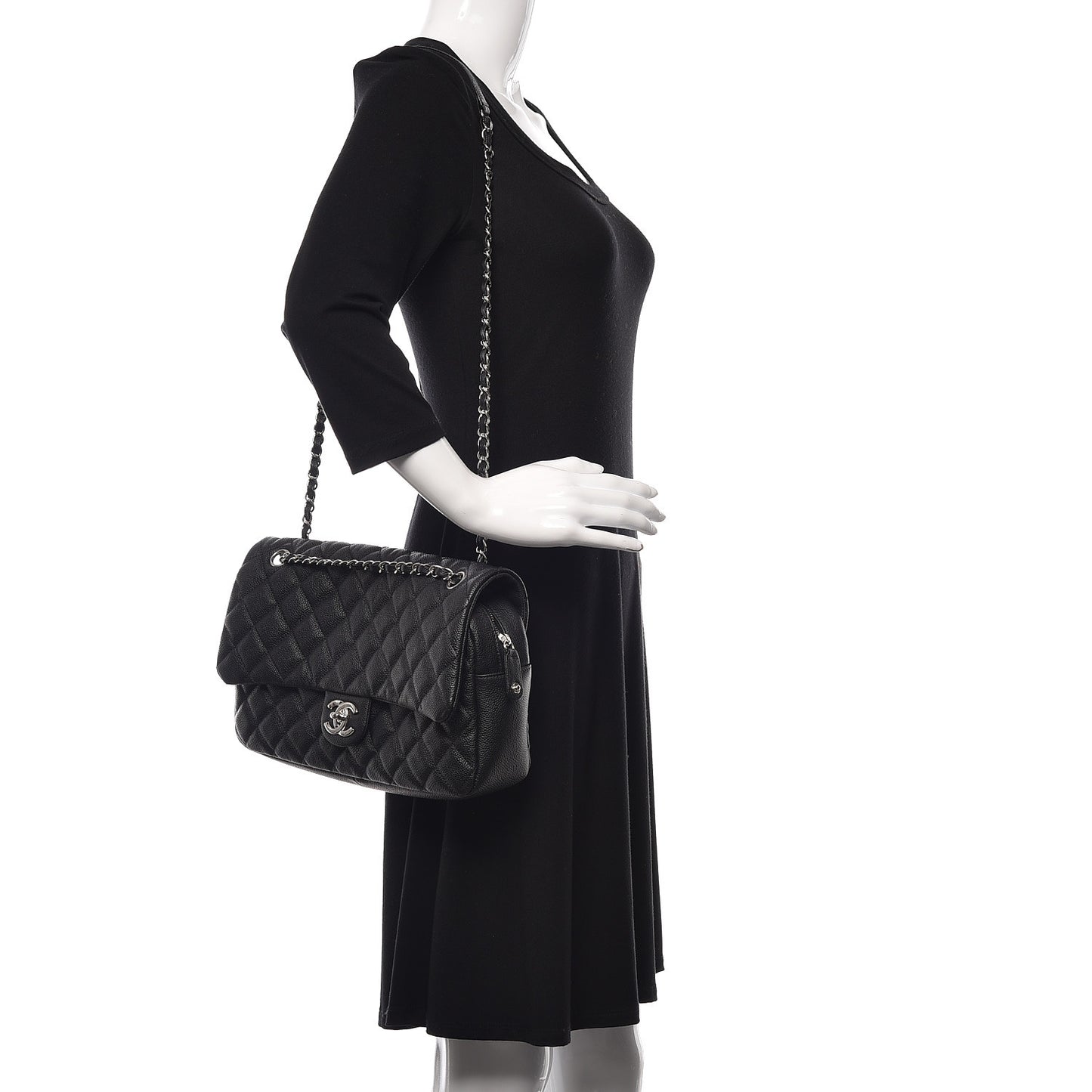 Caviar Quilted Jumbo Easy Flap Black