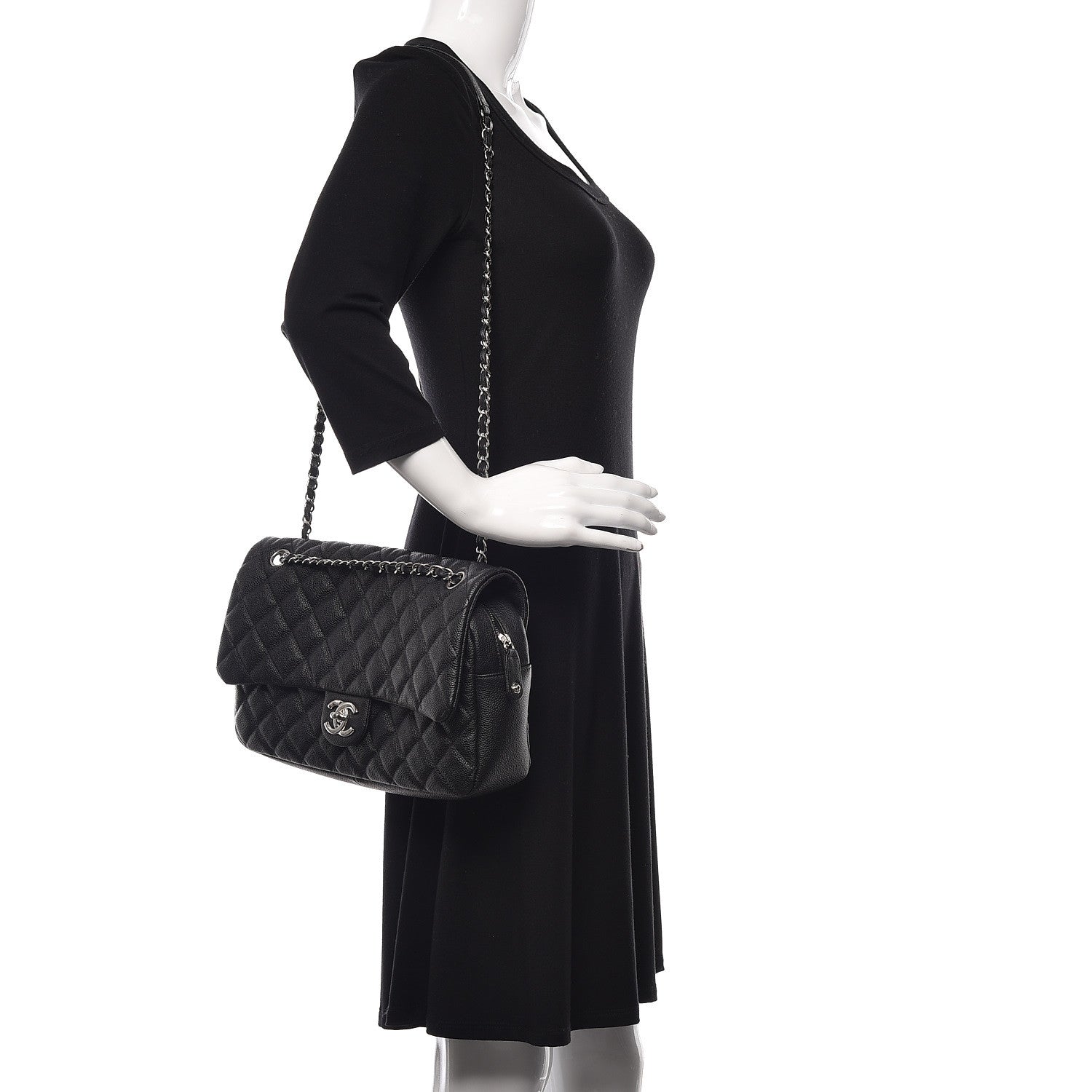 Chanel Caviar Quilted Jumbo Easy Flap Black 2 of 10