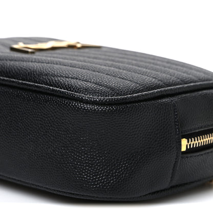 Saint Laurent Grain De Poudre Matelasse Monogram Mini Lou Camera Bag Black 9 of 10