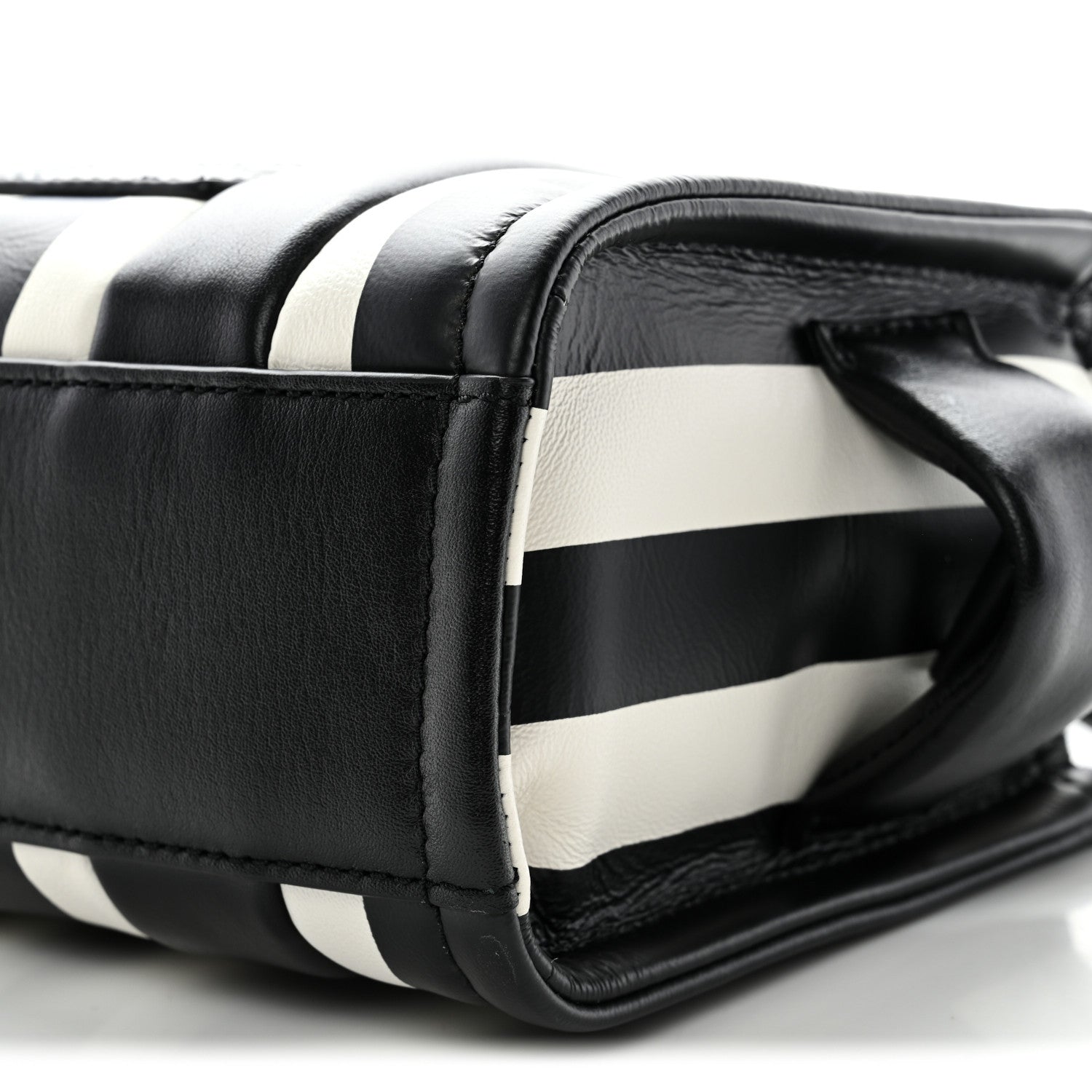 Marc Jacobs Calfskin Striped Mini The Traveler Tote Bag Black White 10 of 10