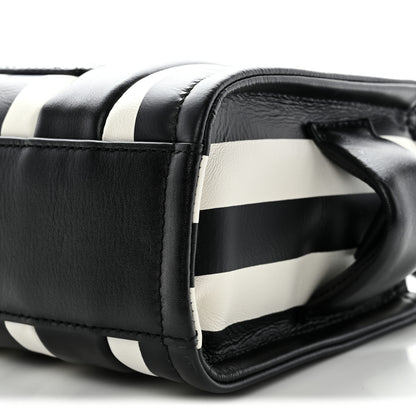 Marc Jacobs Calfskin Striped Mini The Traveler Tote Bag Black White 10 of 10