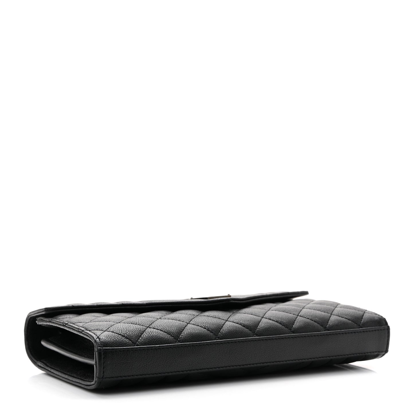 Sheepskin Tri-Quilt Monogram Envelope Chain Wallet Black