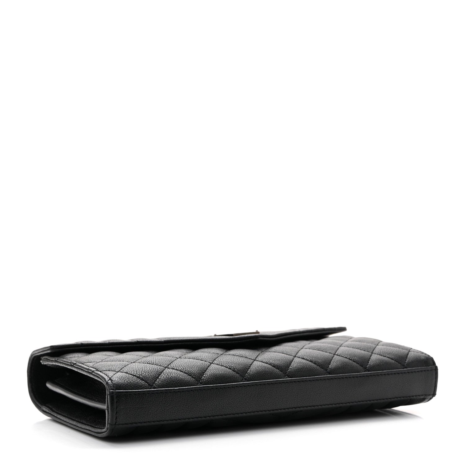 Saint Laurent Sheepskin Tri-Quilt Monogram Envelope Chain Wallet Black 4 of 13