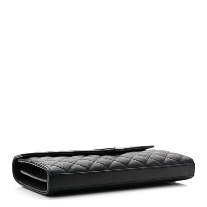 Saint Laurent Sheepskin Tri-Quilt Monogram Envelope Chain Wallet Black 4 of 13