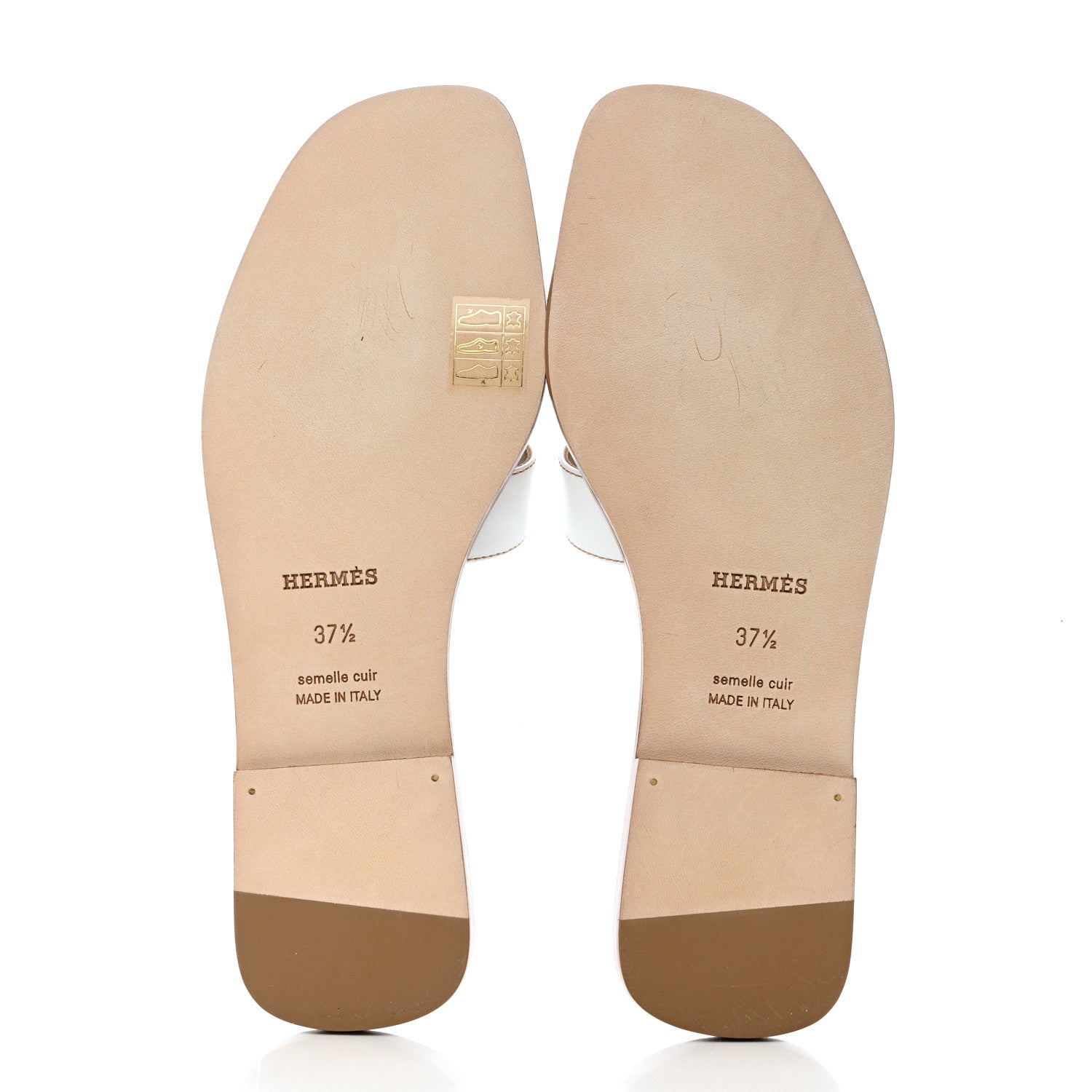 Hermes Box Calfskin Oran Sandals 37.5 White 5 of 9