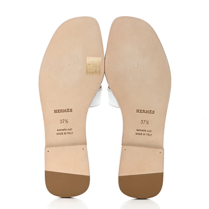Hermes Box Calfskin Oran Sandals 37.5 White 5 of 9
