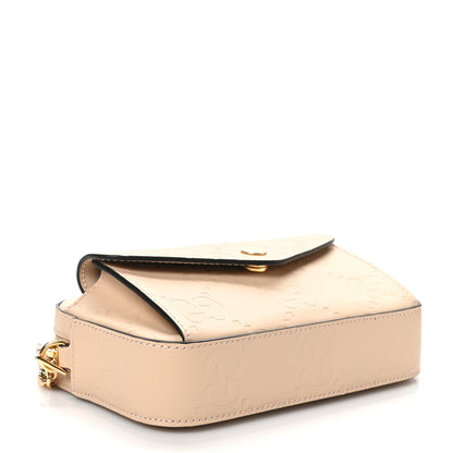 Gucci Calfskin GG Super Mini Debossed Chain Wallet Light Beige 3 of 10