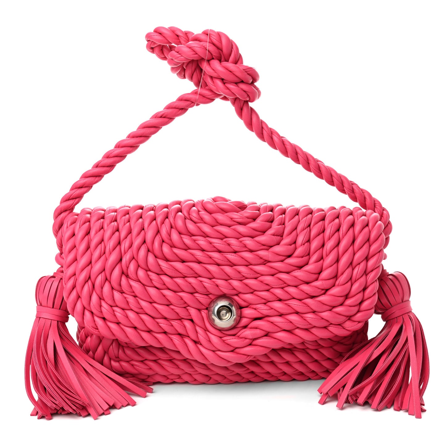 Lambskin Torchon Tasseled Twisted Shoulder Bag Lollipop
