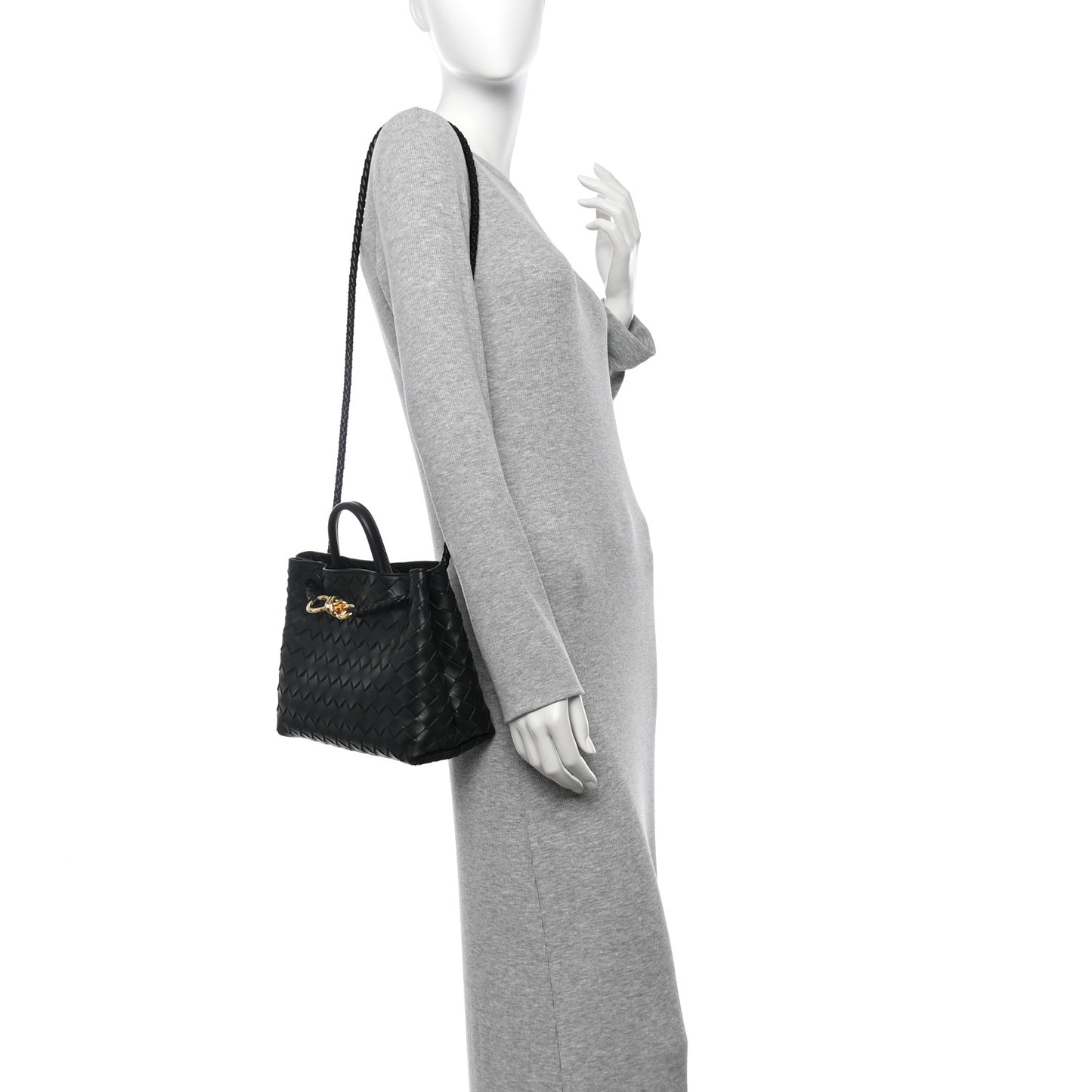 Nappa Intrecciato Small Andiamo Shoulder Bag Black