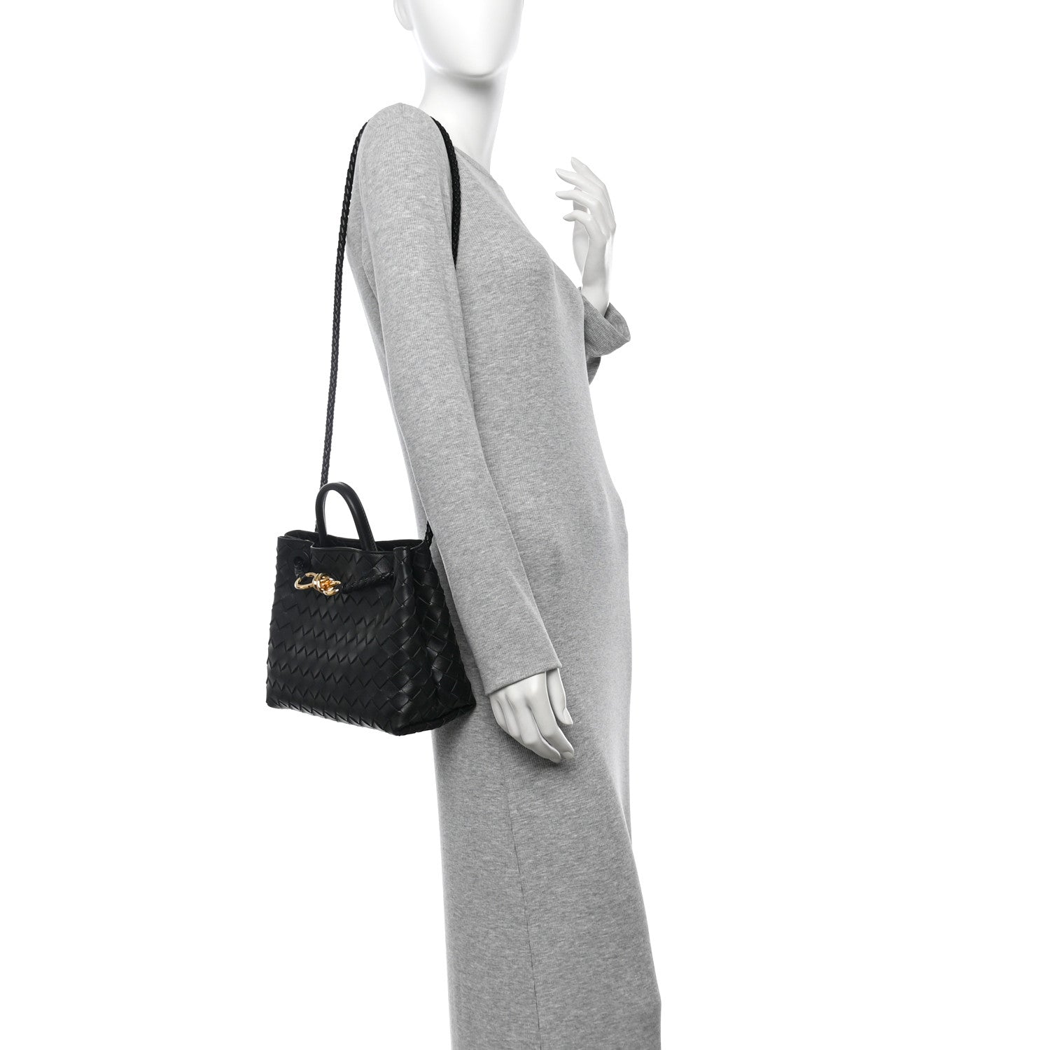 Bottega Veneta Nappa Intrecciato Small Andiamo Shoulder Bag Black 2 of 9