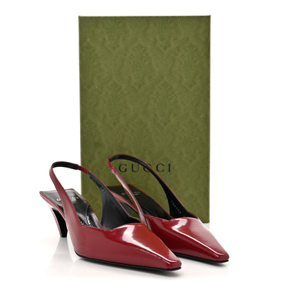 Gucci Nappa Mallory Pointed Toe Slingback Sandal 36.5 New Cherry 11 of 11