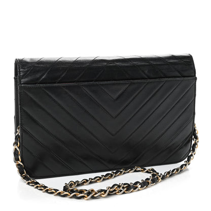 Chanel Lambskin Chevron Quilted Small Single Flap Black 3 of 9