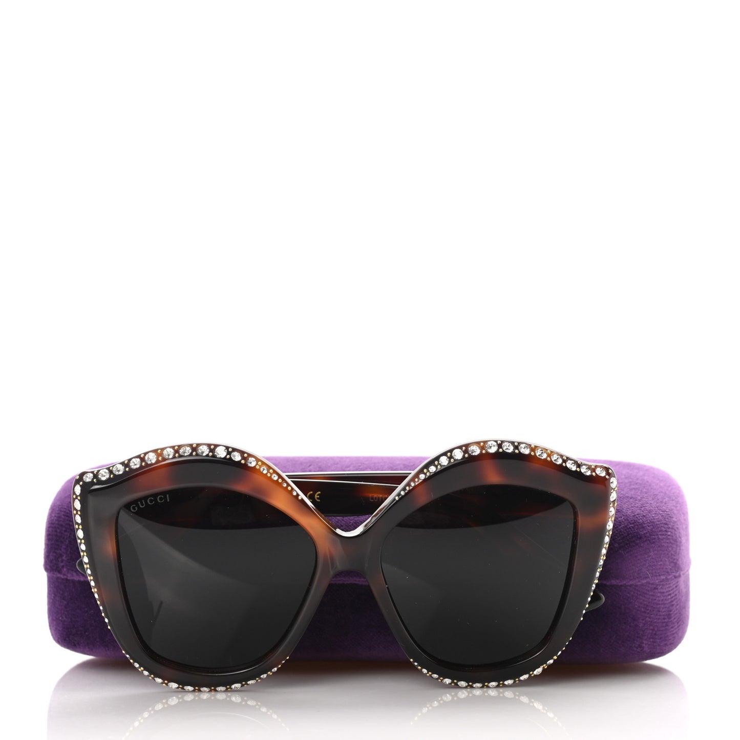 Crystal Cat Eye GG0118S Sunglasses Havana Brown