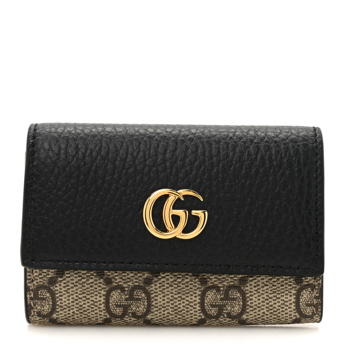 Dollar Calfskin GG Supreme Monogram GG Marmont 6 Key Holder Case Black Beige Ebony