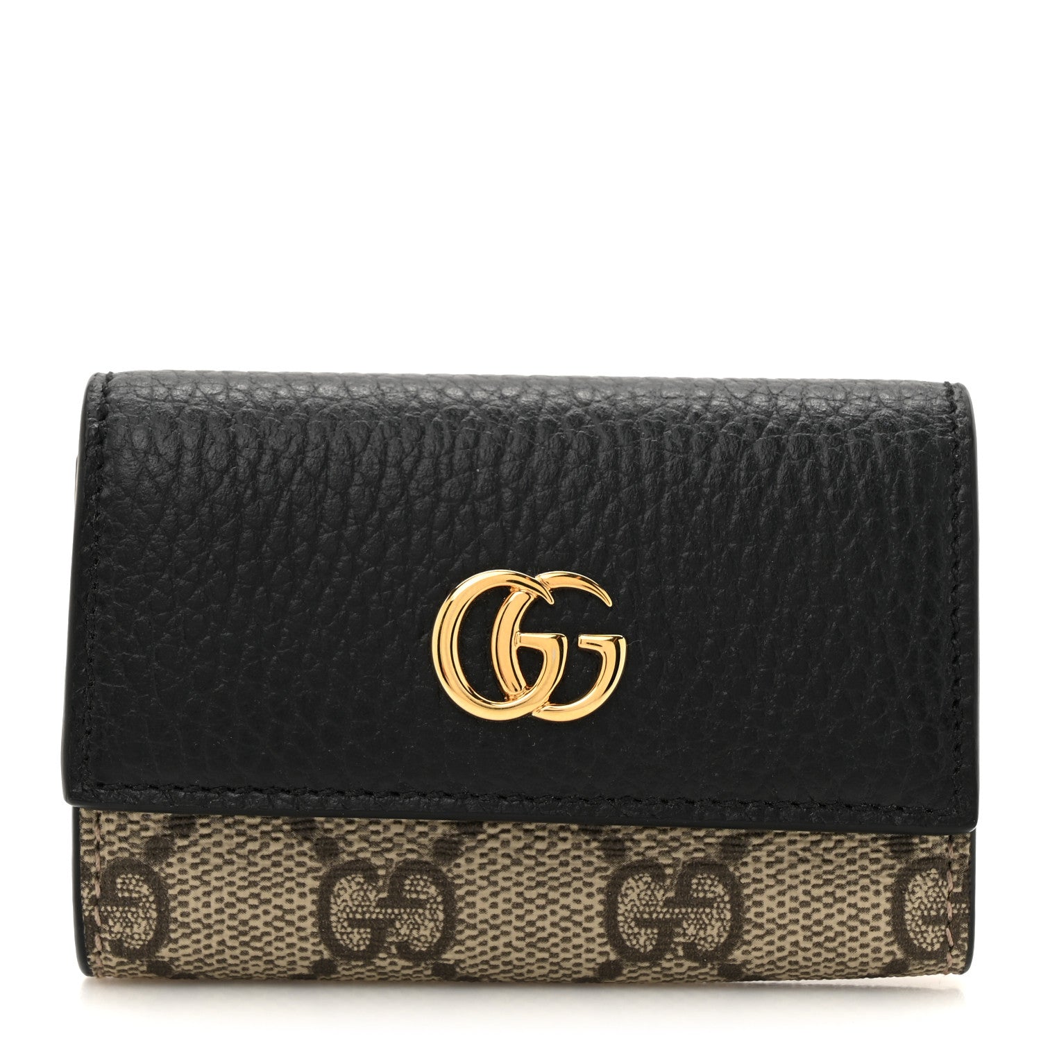 Gucci Dollar Calfskin GG Supreme Monogram GG Marmont 6 Key Holder Case Black Beige Ebony 1 of 8