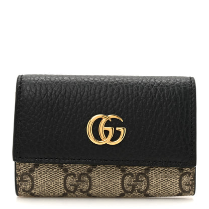 Gucci Dollar Calfskin GG Supreme Monogram GG Marmont 6 Key Holder Case Black Beige Ebony 1 of 8