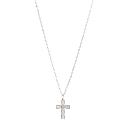 Bulgari 18K White Gold Diamond Croce Cross Pendant Necklace 1 of 7