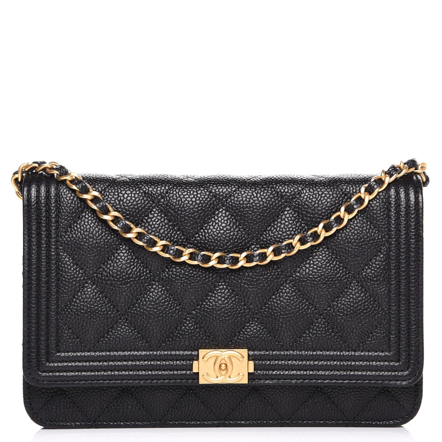 Caviar Quilted Boy Wallet On Chain WOC Black