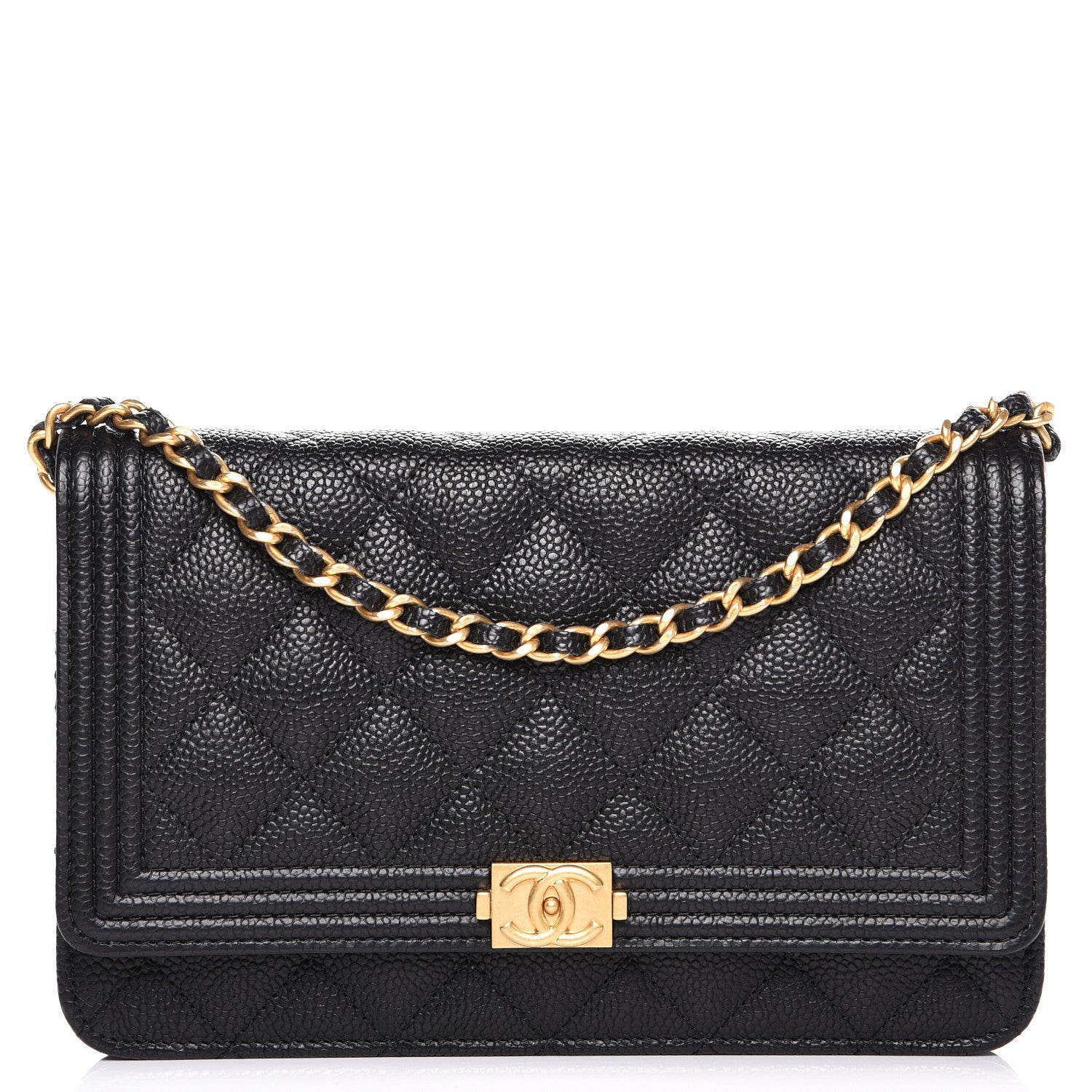 Chanel Caviar Quilted Boy Wallet On Chain WOC Black 1 of 8