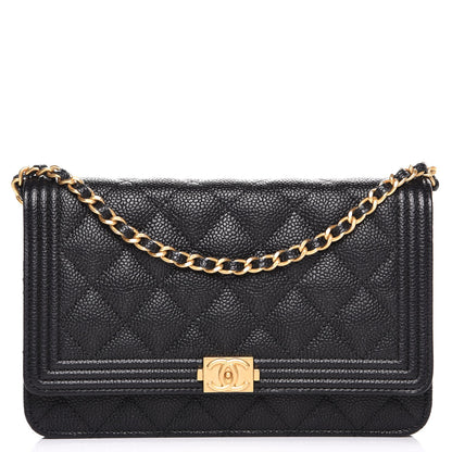 Chanel Caviar Quilted Boy Wallet On Chain WOC Black 1 of 8