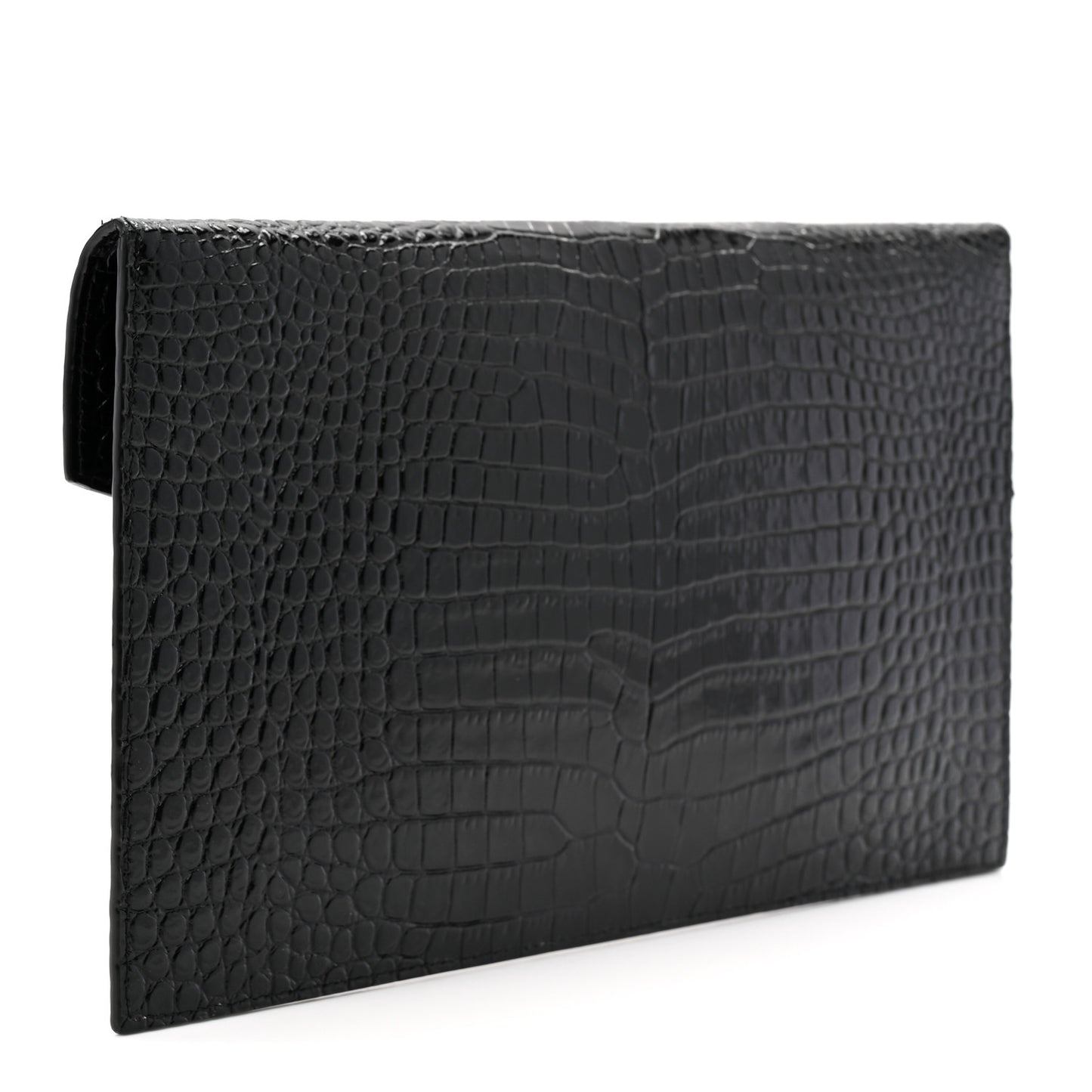 Calfskin Crocodile Embossed Uptown Monogram Pouch Black