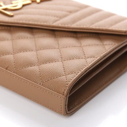 Saint Laurent Grain De Poudre Mixed Matelasse Triquilt Monogram Chain Wallet Dune 7 of 11