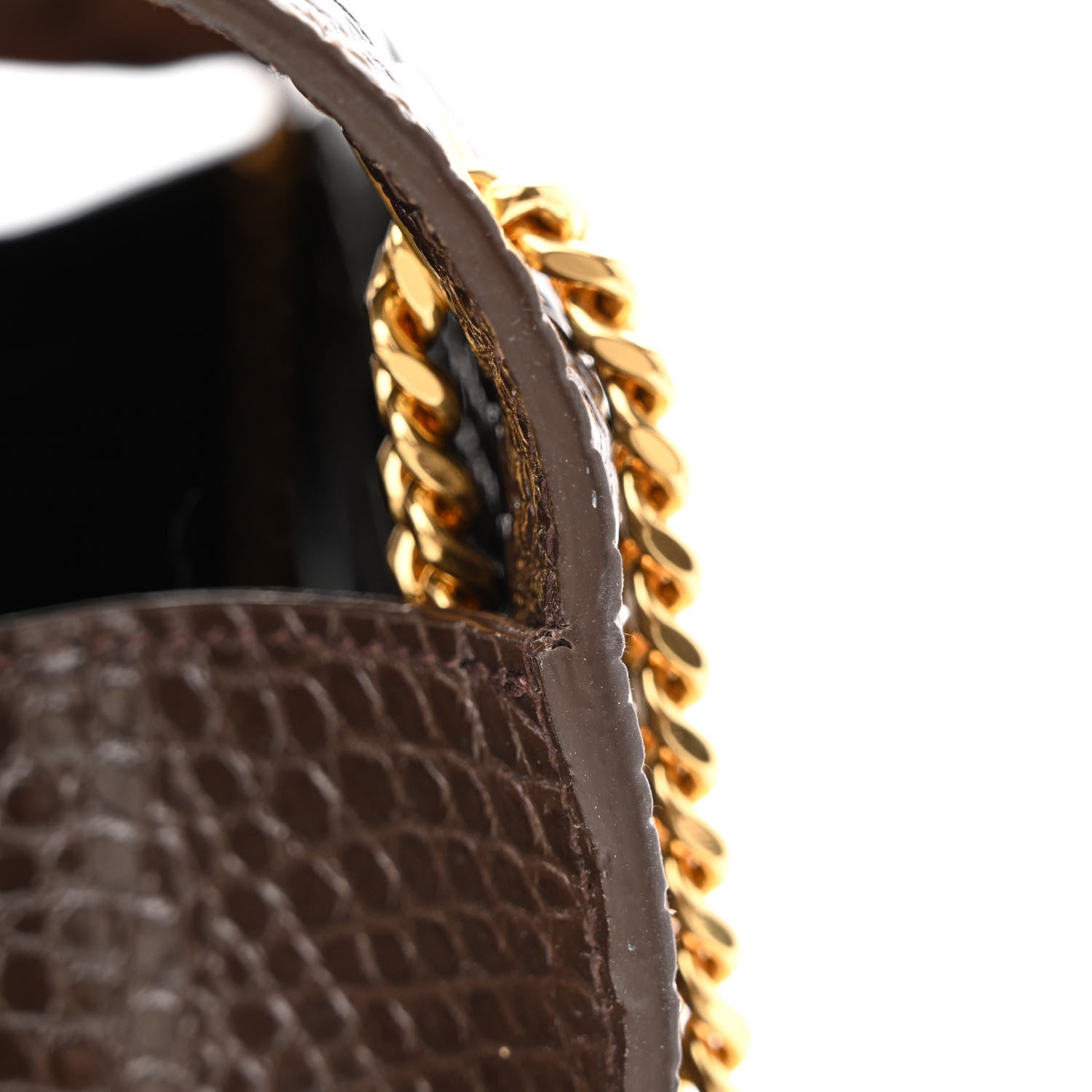 Saint Laurent Calfskin Crocodile Embossed Medium Classic Monogram Kate Tassel Satchel Dark Brown 14 of 15
