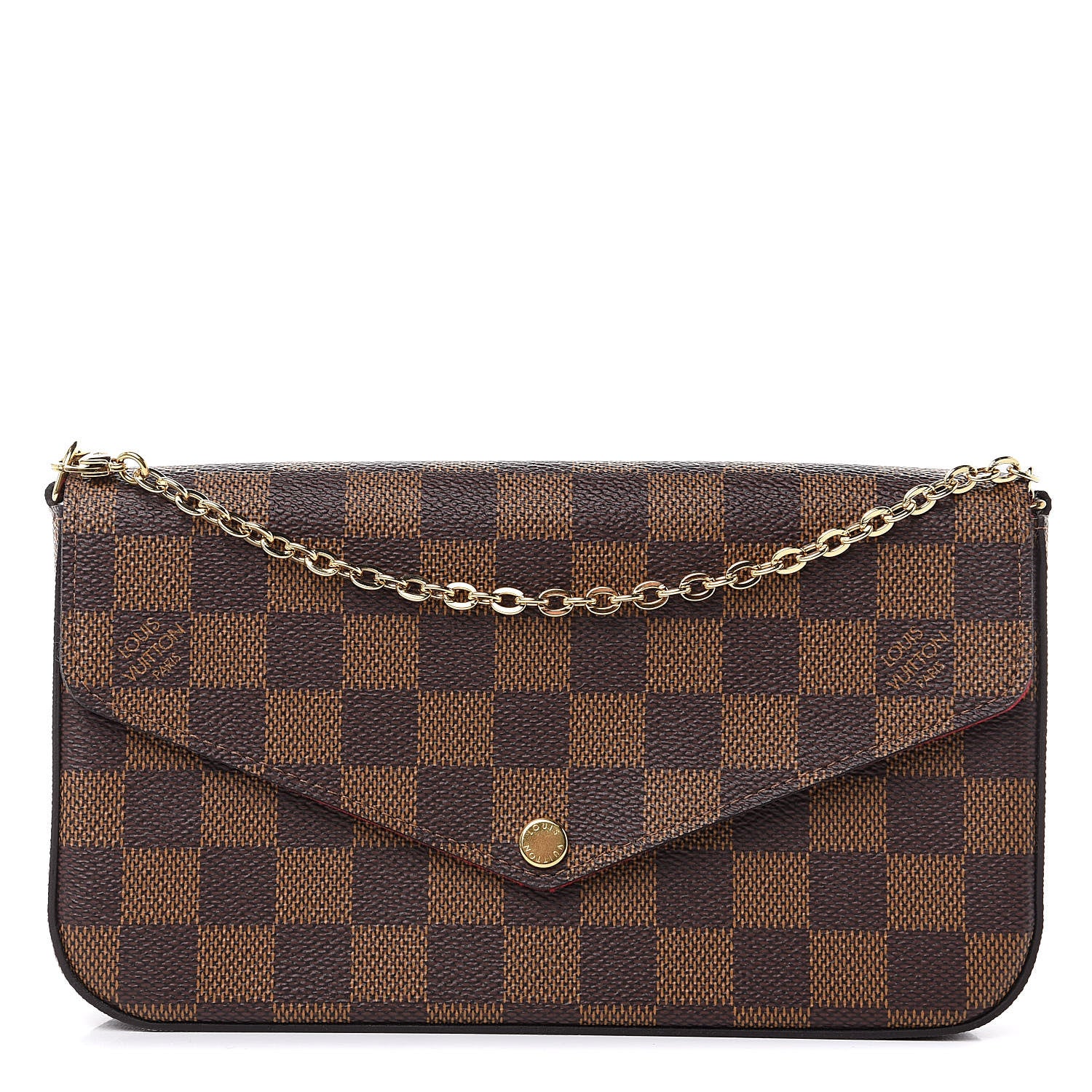 Louis Vuitton Damier Ebene Pochette Felicie Chain Wallet 1 of 11