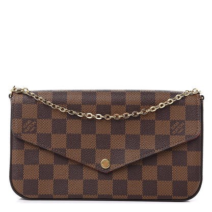 Louis Vuitton Damier Ebene Pochette Felicie Chain Wallet 1 of 11