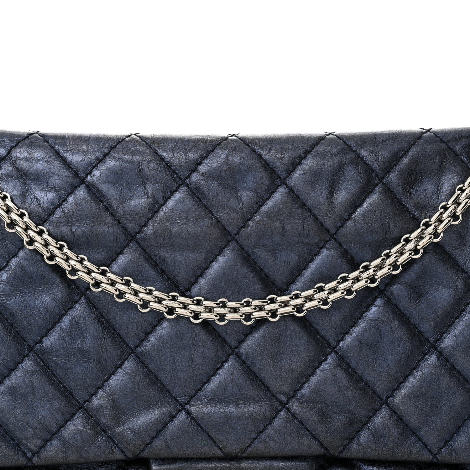 Chanel Metallic Aged Calfskin Quilted 2.55 Reissue 227 Flap Blue 8 of 14
