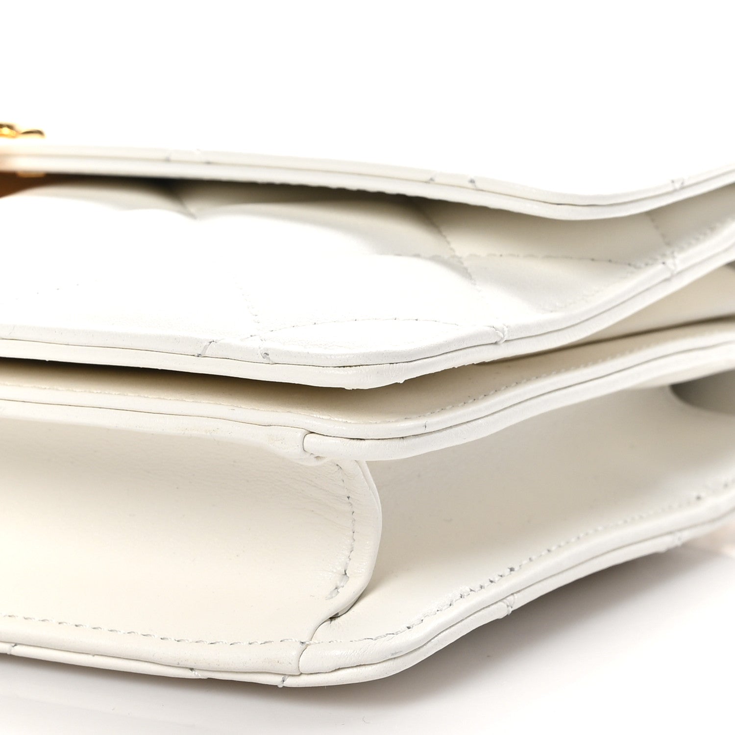 Chanel Shiny Calfskin Quilted Small Metal Top Handle Flap White 11 of 12