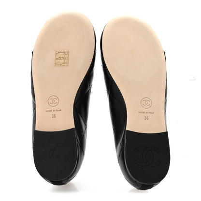 Chanel Lambskin Quilted CC Cambon Ballet Flats 36 Black White 6 of 10
