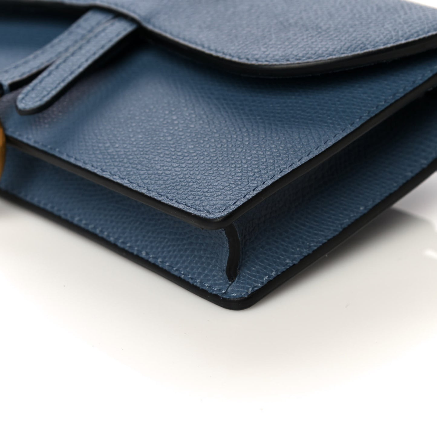 Grained Calfskin Saddle Belt Bag Denim Blue