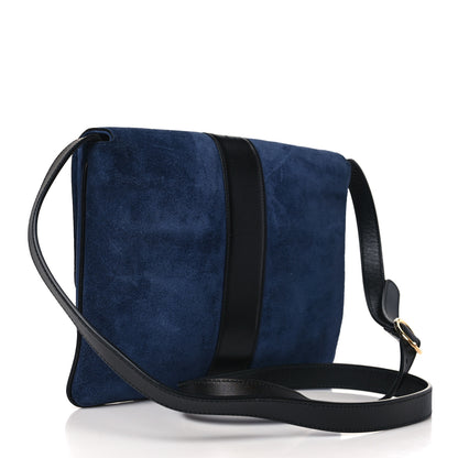 Gucci Suede Medium Arli Flap Shoulder Bag Blue Ink Black 3 of 11