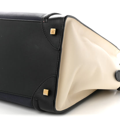 Celine Elephant Calfskin Mini Tri-Color Luggage Blue Black White 10 of 11