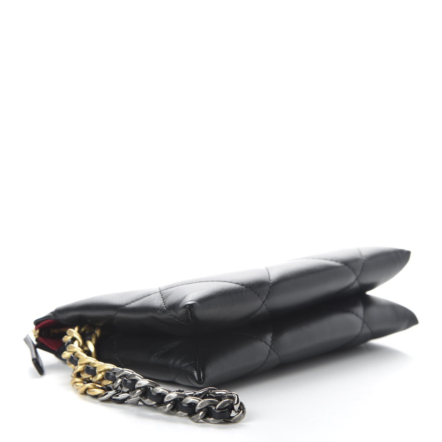 Chanel Shiny Goatskin Quilted Small Chanel 19 Pouch With Handle Black 7 of 19