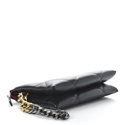 Chanel Shiny Goatskin Quilted Small Chanel 19 Pouch With Handle Black 7 of 19