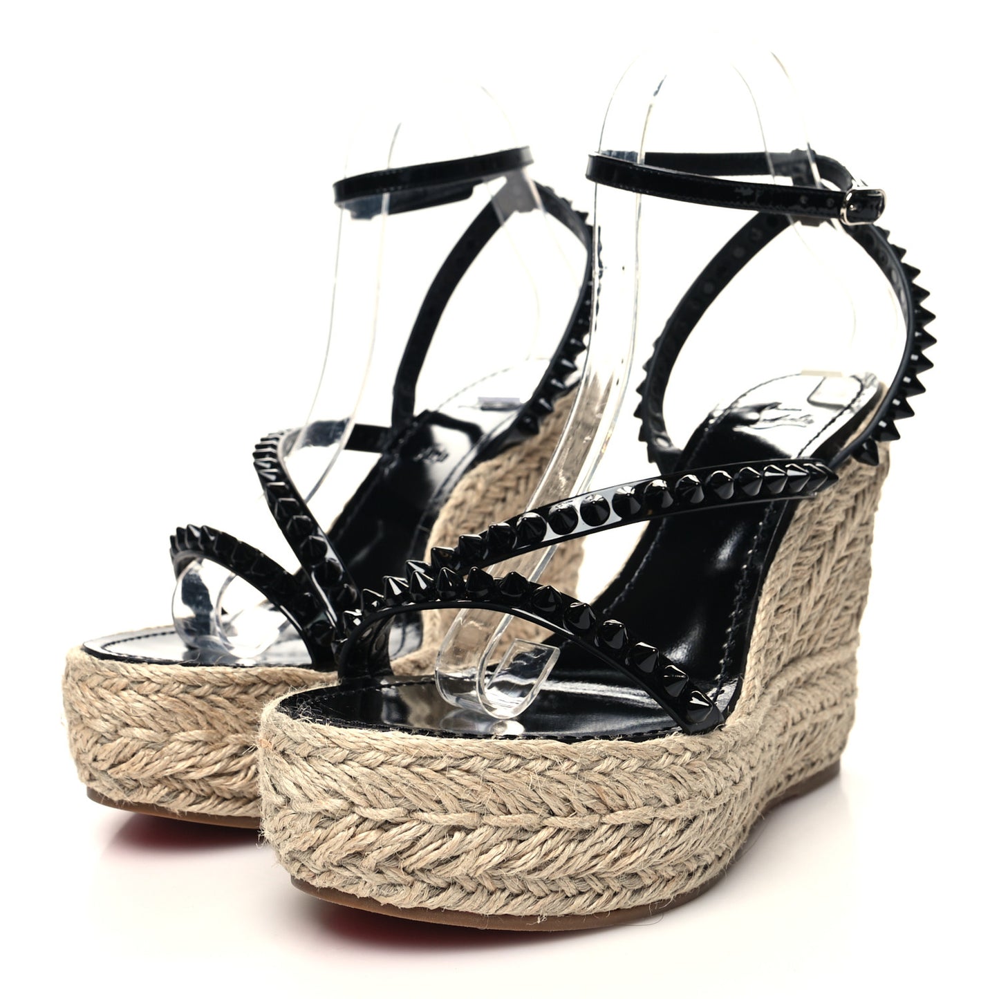 Patent Monochrome Mafaldina 120 Wedge Sandals 39 Black
