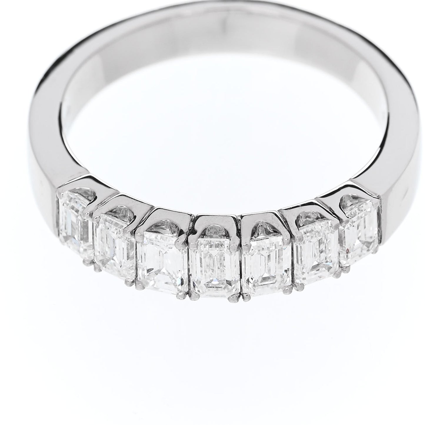 Platinum Diamond 2.20ctw Emerald Cut Half Eternity Band Ring  66 11.5